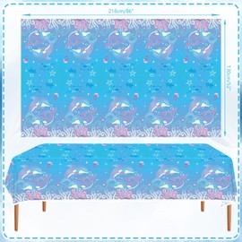 Ywediim 4 Pack Dolphin Party Themed Party Tablecloth, Dolphin Birthday Party Supplies Table Cover Decorations Tablecloth, for Ocean DolphinTheme Birthday Baby Shower Party Supplies 54 x 86 Inch