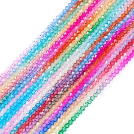 Bestewelry 20 Strands Faceted Glass Beads 4 mm Rondelle Crystal Beads Bicone Pasetel Loose Beads for Bracelets Necklaces Jewelry Making