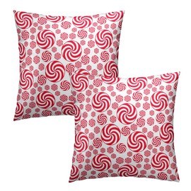 Cafl Christmas Candy Throw Pillow Covers Christmas Candy Square Pillowcases Cushion Cover 18x18 Inch for Room Sofa Chair Bed Home Decor Set of 2