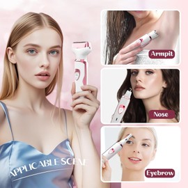 Women's Electric Razor,2 in 1 Bikini Trimmer,Wet & Dry Women's Razor with Removable Head Silk Glide,for Legs,Face,Underarms and Bikini Area (4-in-1 Gold)