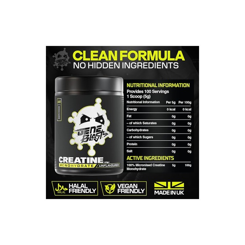 Micronised Creatine Monohydrate Powder 500g – 100 Servings – Creatine