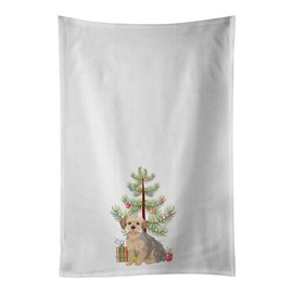 Caroline's Treasures WDK3185WTKT Yorkie Blue and Tan #1 Christmas White Kitchen Towel Set of 2, 19 X 25, Multicolor