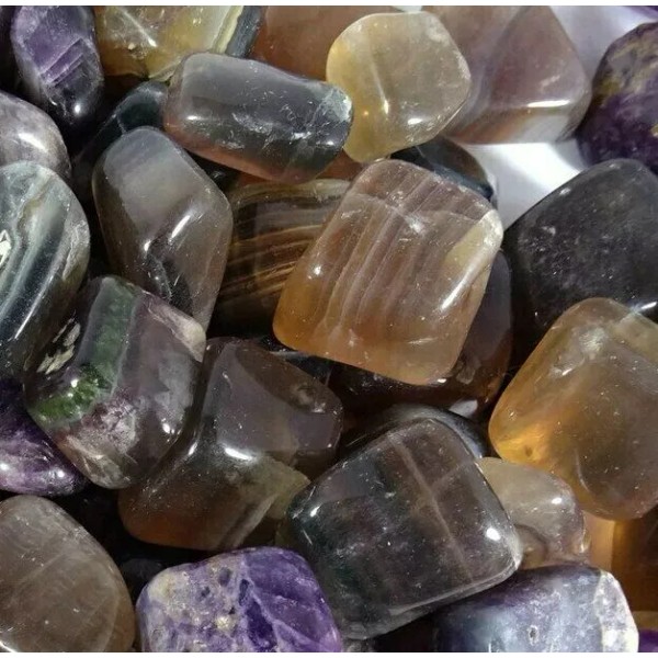 RAINBOW FLUORITE TUMBLED STONE (1) MEDIUM/LARGE NATURAL TUMBLE STONE