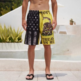 FT FENTENG Mens Swim Trunks Swimsuits, Funny Hawaii Quick Dry Beach Shorts for Men Swimming Trunks, American Flag USA Printed Board Shorts Men's Swimwear Bathing Suit with Mesh Lining, X-Large