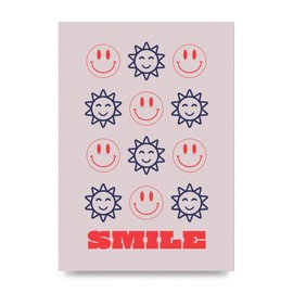 Lithobee - Smile Flower Acid House Smiley - Printed Wall Art Design in Sizes A2, A3 & A4 Framed in a Stylish Quality Coloured Frame or Unframed (A4 Unframed)