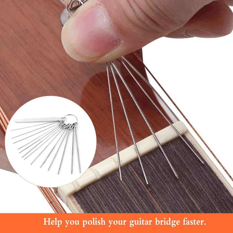 Iyowei Guitar Bridge Saddle Nut File Set, 13pcs Grinding Needles