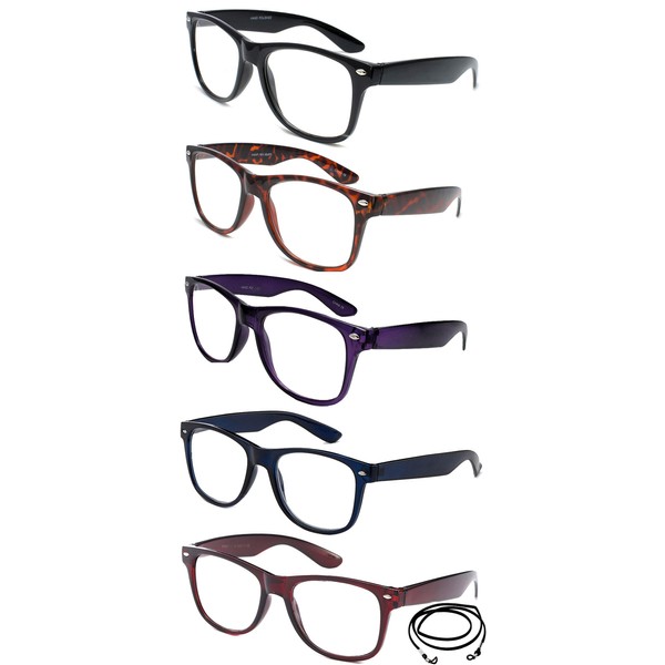 5 Pairs Oversized Reading Glasses Big Frame Simple Design Comfortable