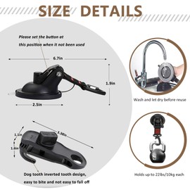 Heavy Duty Suction Cups Anchor with Hooks, Suction Cup Camping Tie Downs with Tarp Clips Deavy Duty ,Outdoor Strong Suction Cup Wall Anchor for RV Boat Camping Tarp Accessory,Car Side Awning(8 pcs)