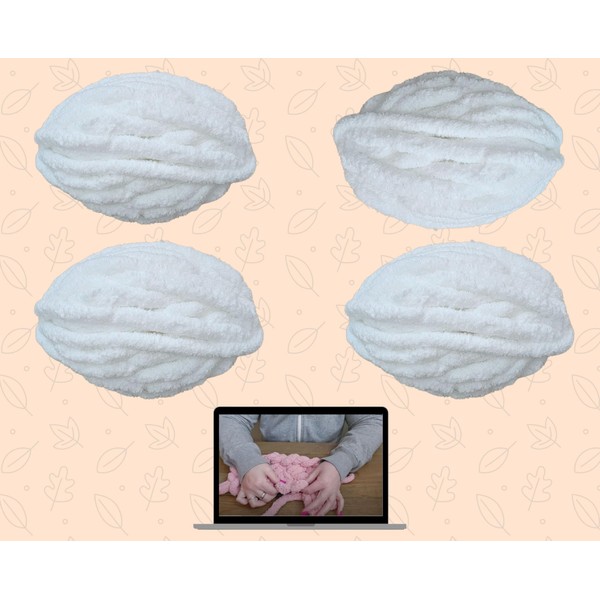 Chunky Yarn for Hand Knitting White Snow with Tutorials 4