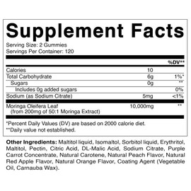 Vitamatic Sugar Free Moringa Gummies - 10000 mg Equivalent per Serving - Complete Green Superfood - 240 Pectin Based Gummies