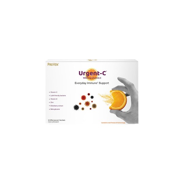 Pro-Ven Urgent-C 1000mg Vitamin C Everyday Immune Support 30 Effervescent Sachets