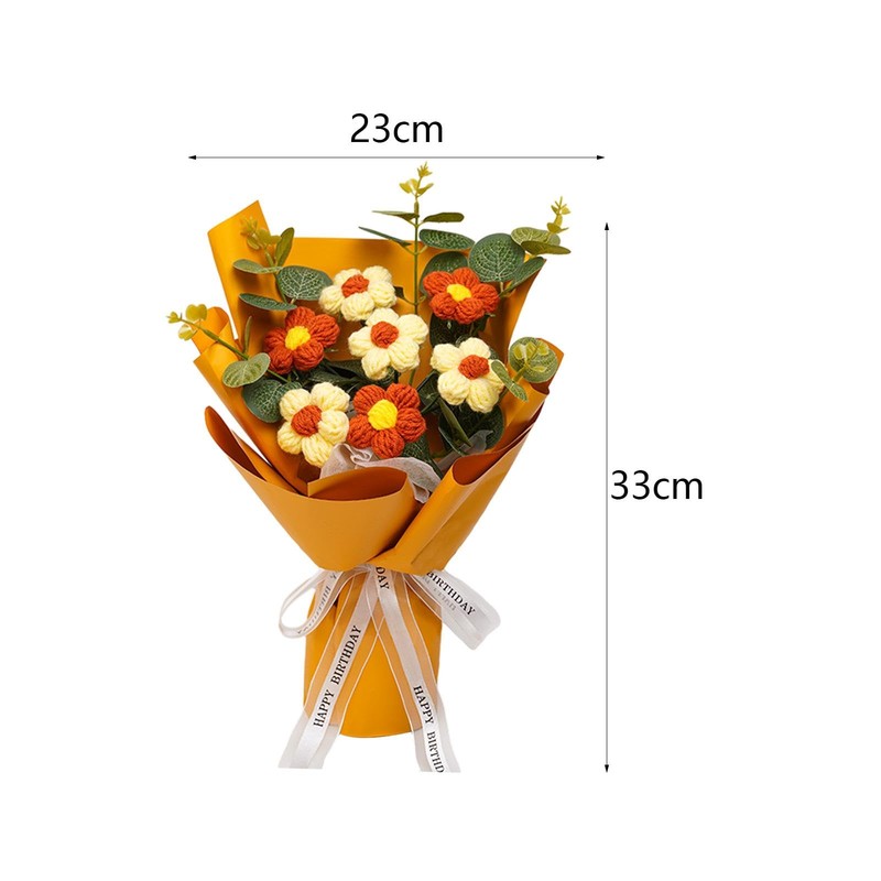 Fenteer Crochet Flower Bouquet Already Made Hand Woven Bouquet Mother