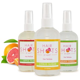 Hair Shots Heat Activated Hair Fragrance Pure Bliss Bundle 3 Items: Apple Pear, Citrus Sugar, Asian Green