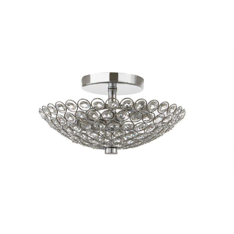 Home Decorators Barclay 2-Light Chrome and Crystal Flush Mount