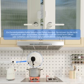 Window Contact Switch, Cooker Hood, Wireless Exhaust Control, Window Switch for Fireplace, Contact Switch with Window, Magnetic Switch for Cooker Hood