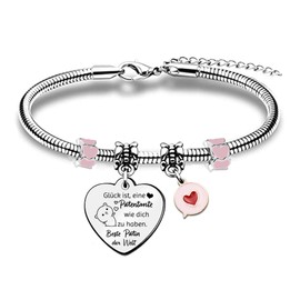HZBLAZ Charm Bracelet Grandma Mother Adjustable Godmother Engraved Pendant Flower Bead Bangle Aunt Stainless Steel Women Mother's Day Gift Stepmother Retirement Christmas Appreciation Keepsake,