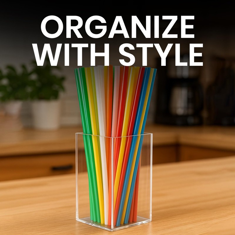 Rattleware Acrylic Straw Holder (4.3” x 4.3” x 5”) -