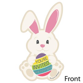 Big Dot of Happiness Hippity Hoppity - Shaped Fill-In Invitations - Easter Bunny Party Invitation Cards with Envelopes - Set of 12