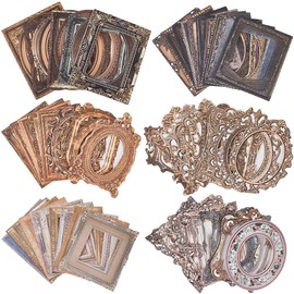 SOFPLATE 180Pcs 6 Styles Vintage Scrapbook Paper Frames Hollow Frame Stickers Retro Border Picture Photo Frames Background Sticker for Scrapbooking Junk Journal Diary Embellishment Album DIY Crafts