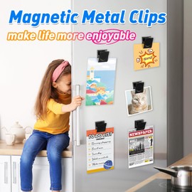 VNDUEEY 24Pcs Strong Whiteboard Magnets Magnetic Clips Heavy Duty, Refrigerator Magnets Magnet Clips, Black Metal Clips with Magnets for Home, Office, Classroom Teacher Supplies