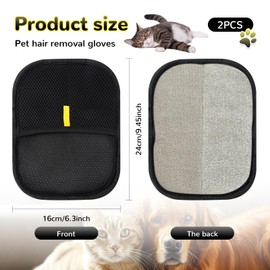 LGGbaodan 2 Pack Pet Hair Remover Gloves.2025 Electrostatic Pet Hair Remover Brushing Gloves, Reusable Lint Hair Remover for Home, Car Interiors & Pet Owners. Black
