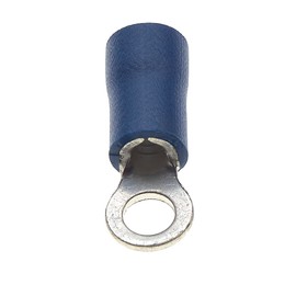 Ring Crimp Terminals - Pack of 100, Blue, 3.7mm, 30A, 16-14 AWG - Heat Shrink Connectors, Tinned Copper