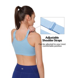 Yvette Adjustable Sports Bras for Women High Impact - Zip Front Sports Bra Plus Size Wireless for Running Workout,Blue,5X-Large Plus