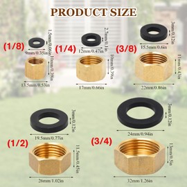 10 Pcs Radiator Valve Caps, 1/8 1/4 3/8 3/4 1/2 Radiator Caps, Hex Brass Radiators Blanking Plug - Leak-Proof Brass Plumbing Fittings with Seals, Heating System Cap for Pipework and DIY Maintenance