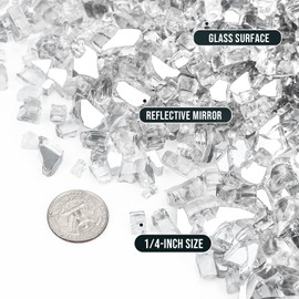 Skyflame 10-Pound Fire Glass for Fireplace Fire Pit and Landscaping, Platinum Reflective, 1/4-Inch