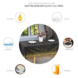 6 Pack Black Tablecloth 54" X 108" Rectangular Table Cover Gold Dot Table Covers Table Cloths Waterproof Party Tablecloths for Indoor or Outdoor Events, Birthdays, Wedding, Christmas, (137*274 cm)