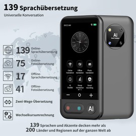 Voice Translation Device, AI Translator, ChatGpt AI Translation Device with Voice Output, Voice Translator, Offline Translator, Photo Translator for Learning, Travel (Z16A)
