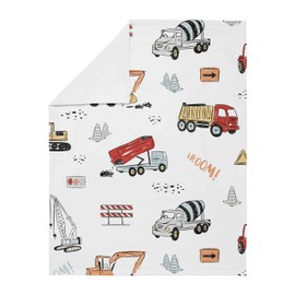 Sweet Jojo Designs Construction Truck Baby Boy Receiving Security Swaddle Blanket for Newborn or Toddler Nursery Car Seat Stroller Soft Minky - Grey Yellow Orange Red and Blue Transportation