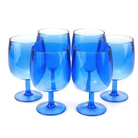 yongzhenlite Set of 6 Acrylic Wine Goblets,12 oz plastic Wine Glasses Drinkware,Unbreakable and BPA-Free,5.5" Tall x 3" Diameter, for Indoor & Outdoor Use (Blue)