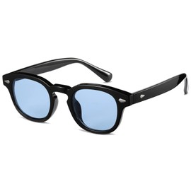 WONAVEHY Sunglasses Men Women Unisex Retro Sunglasses for Men Women Pirate Captain Johnny Depp Vintage Round Style Tinted Sunglasses for Men Women, black