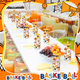 VioraWhiteE 87 Pcs Basketball Party Decorations Basketball Vase Filler Set Include 18 Basketball Themed Silicone Films, 45 Artificial Pearls and 24 Rubber Mini Basketballs for Birthday Party Supplies