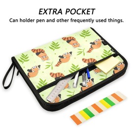 ZZKKO 13 Pockets Expanding File Folder Cute Red Panda and Bamboo with Sticky Labels Accordion File Folder Document Organizer Letter Size A4 Papers Expandable File Keeper