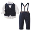 amokk Baby Boy Formal Wear Suits Bow Tie and Suspenders