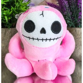 Ebros Furry Bones Skeleton Octopee The Pink Octopus Plush Toy Collectible 5"Tall