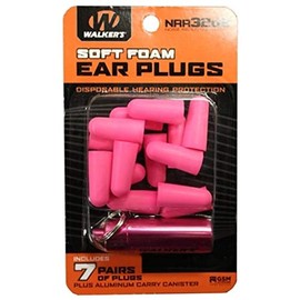 Walker's 7 Pairs Neon Pink Foam Ear Plugs with Black Aluminum Canister