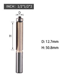 Flush Trim Router Bit, Extra Long Top and Bottom Bearing Guided Trimmer Router Cutter for Woodworking Milling Cutting, 1/2 x 1/2 x 2