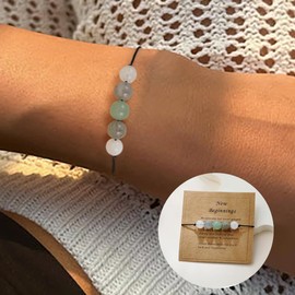 Fezodo Empath Grief Bracelets Gifts for Her - Natural Healing Natural Stone Beaded Bracelet, Tourmaline, Amethyst, Hematite, Rose Quartz, Jewelry for Women