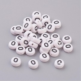 Handicraft Emporium Flat Round Alphabet Acrylic Beads | 20g | O