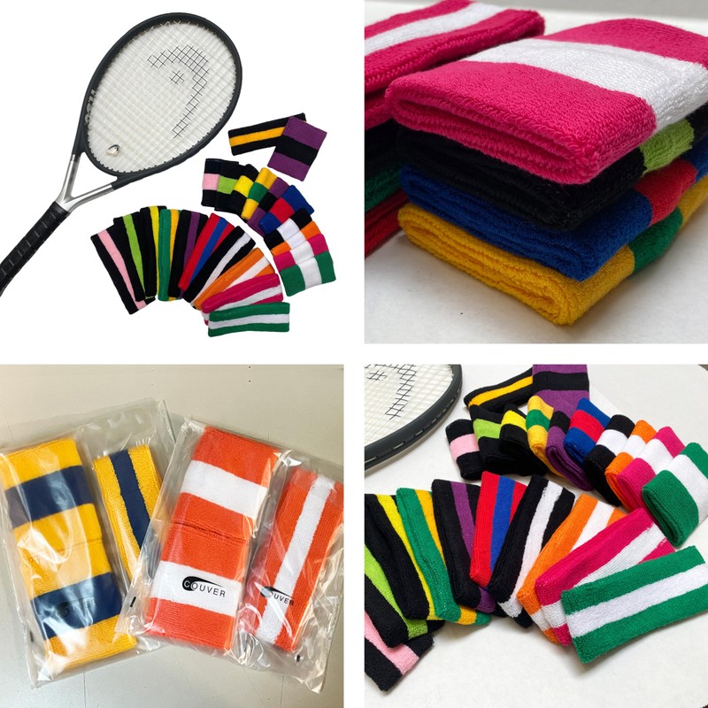 COUVER Sweatband Set Sports Headband Wristband Set Terry Cloth Moisture