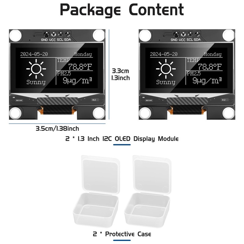 YELUFT 2 pezzi 1.3 Pollici I2C OLED Display Modulo 128x64Pixel