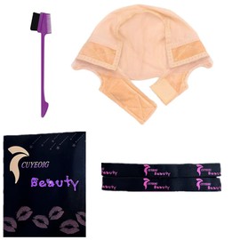 CUYEOIG Women's Lace Wig Grip Cap with 4x5 Transparent Swiss Lace Front - Non-Slip Wig Gripper with Adjustable Velcro Elastic Headband - Secure Hold, Glueless & Natural Edge with Ear Cutouts