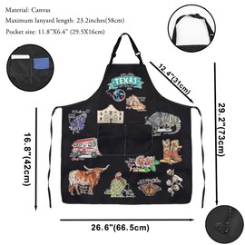 VAMSII Texas Aprons Texas State Souvenirs Gifts Cooking Kitchen Apron With 2 Pockets BBQ Chef Vintage Apron for Women Men (Black)