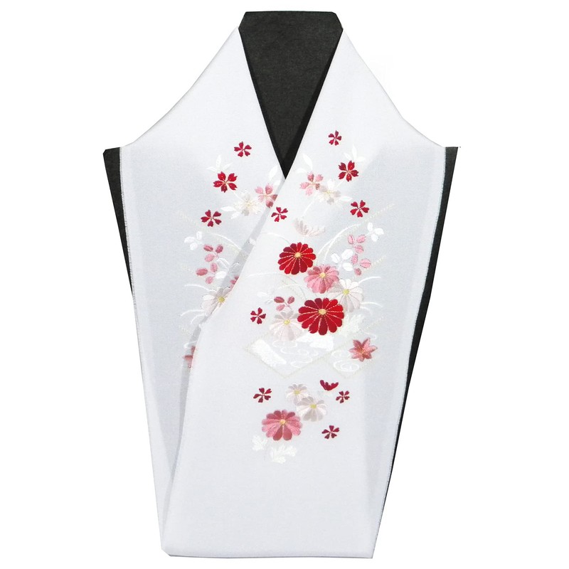 Hinoya Embroidered Half Collar, Silk Cross-weaving, For Furisodes, Red, Half