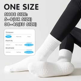 MOSTFUN 5 Pairs Pilates Socks Stopper Socks Women's Yoga Socks Non-Slip Socks Non-Slip Socks Grip Socks for Pilates, Yoga, Dance, Ballet, Football, Fitness, Calisthenics, White, One size fits all