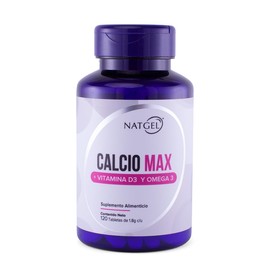 NATGEL - Calcio MAX con Vitamina D3 y Omega 3 | 120 tabletas de 1.8g c/u | Suplemento para Huesos Fuertes y Salud General | Pureza y Calidad Garantizada