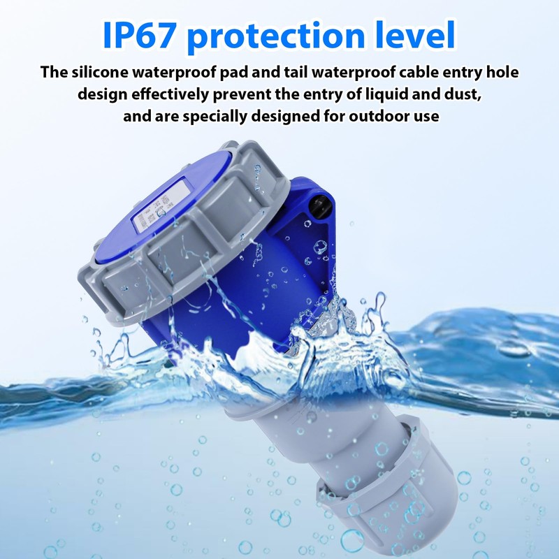 250V 16A 2P+E Industrial Adapter, 3pin CEE Plug/Socket Adapter IP67